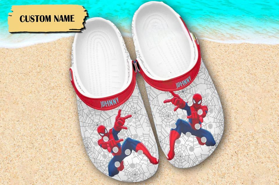 Custom Name Superhero Clog, Superhero Movie Clogs, Spider Movie Sandals, Superhero Sandals