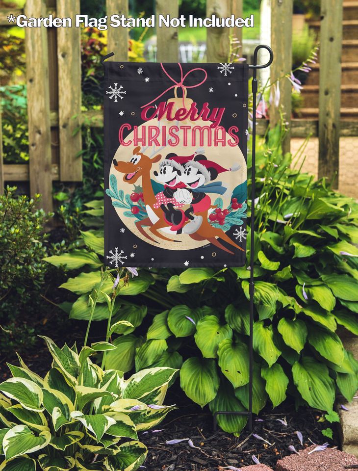 Disney Merry Christmas Reindeer Mickey and Minnie Garden Flag