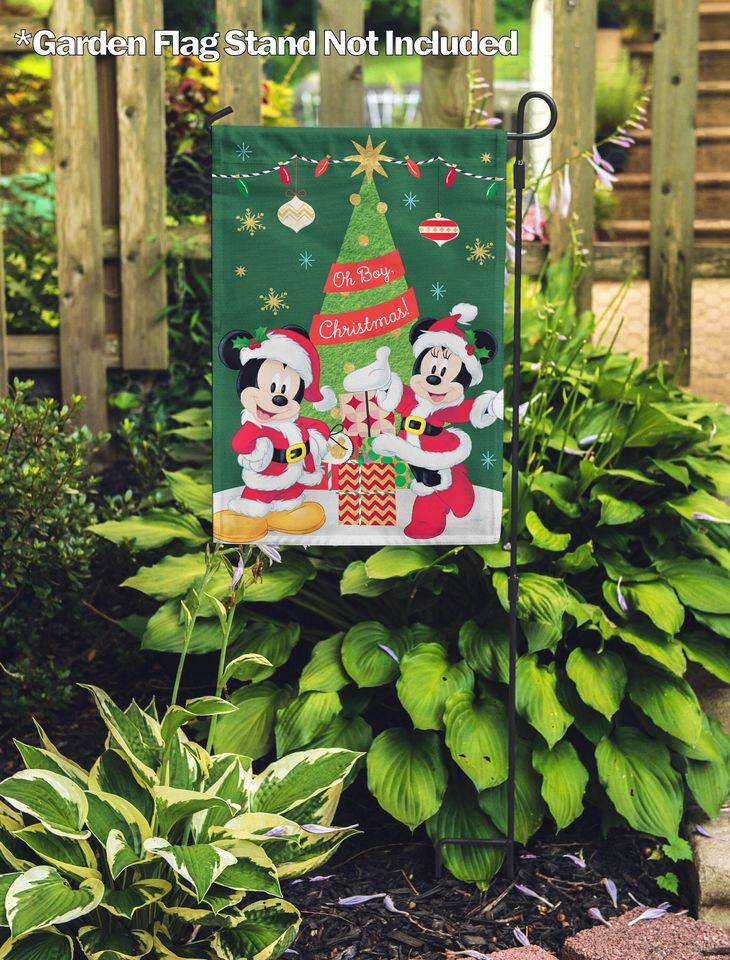 Disney Oh Boy Christmas Mickey and Minnie Garden Flag