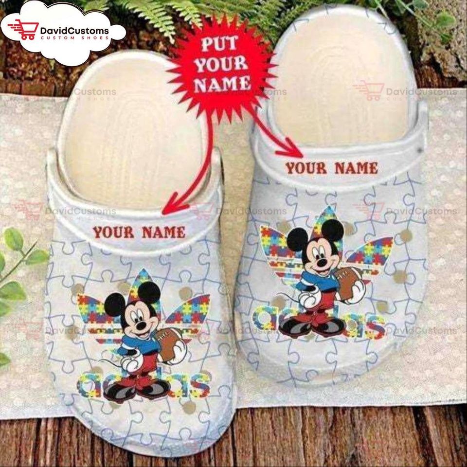 Personalized Autism Mickey Cute Disney Personalized Clogs Shoes