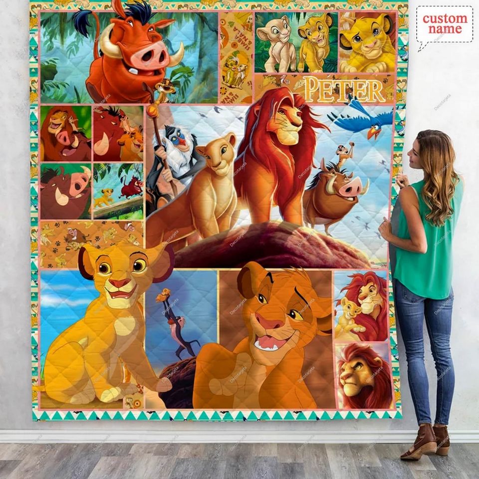 The Lion King Quilt Blanket, Simba Mufasa Disney World Custom Name Quilt Blanket