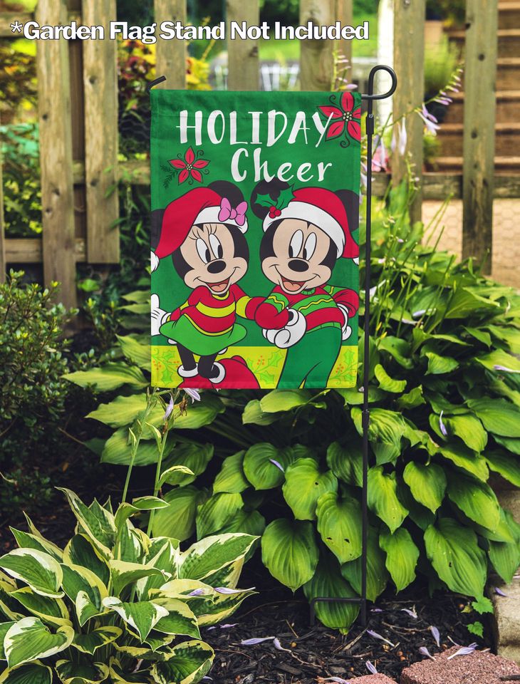Christmas, Disney Mickey and Minnie Holiday Cheer Garden Flag