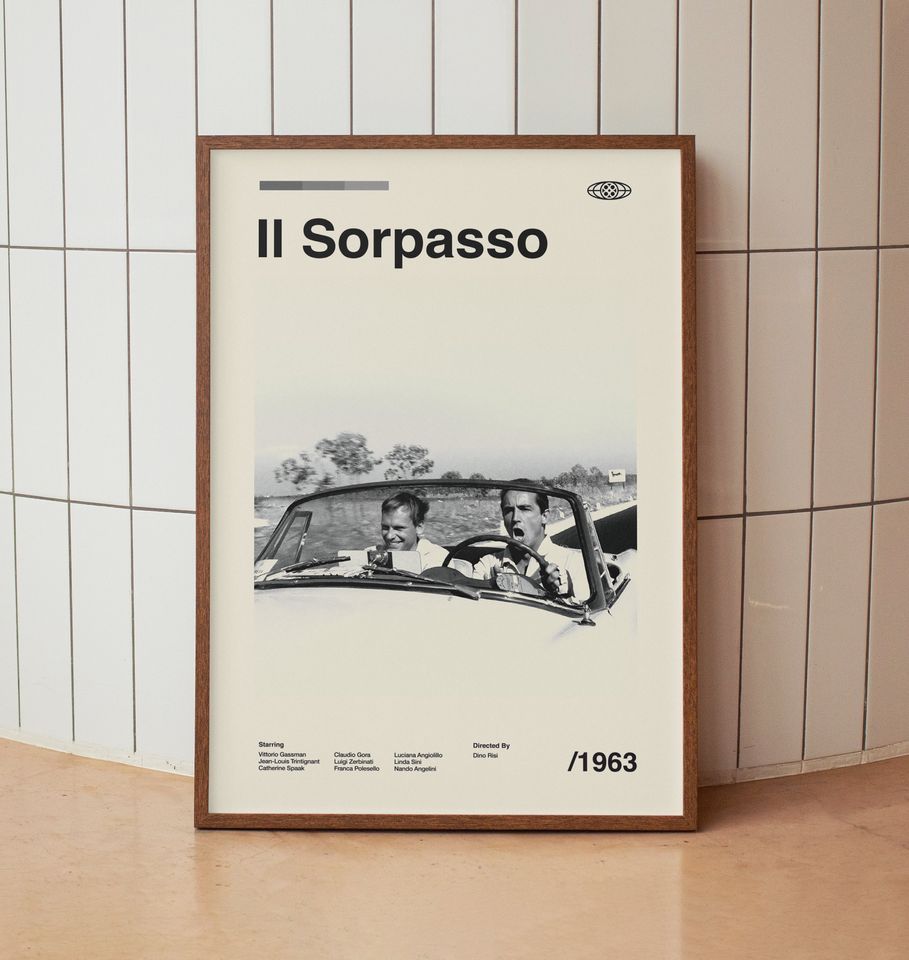 Il Sorpasso Vintage Movie Poster - Classic Italian Road Film