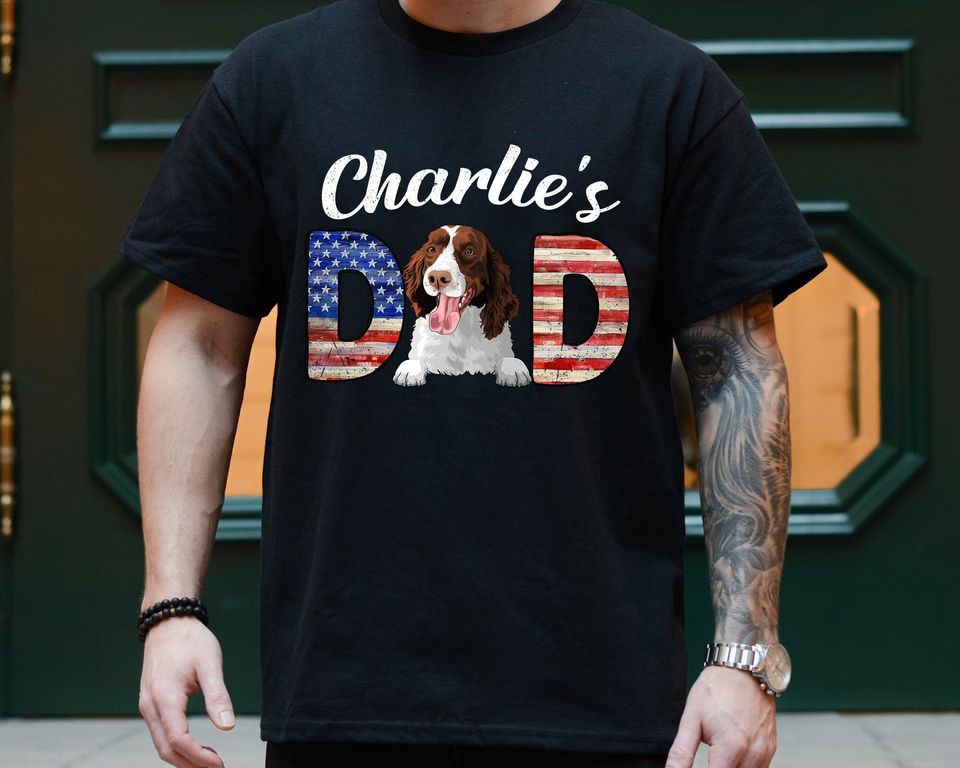 Custom Dog Dad Shirt, Personalized Dad Shirt with Pet Portrait, Fathers Day Gift