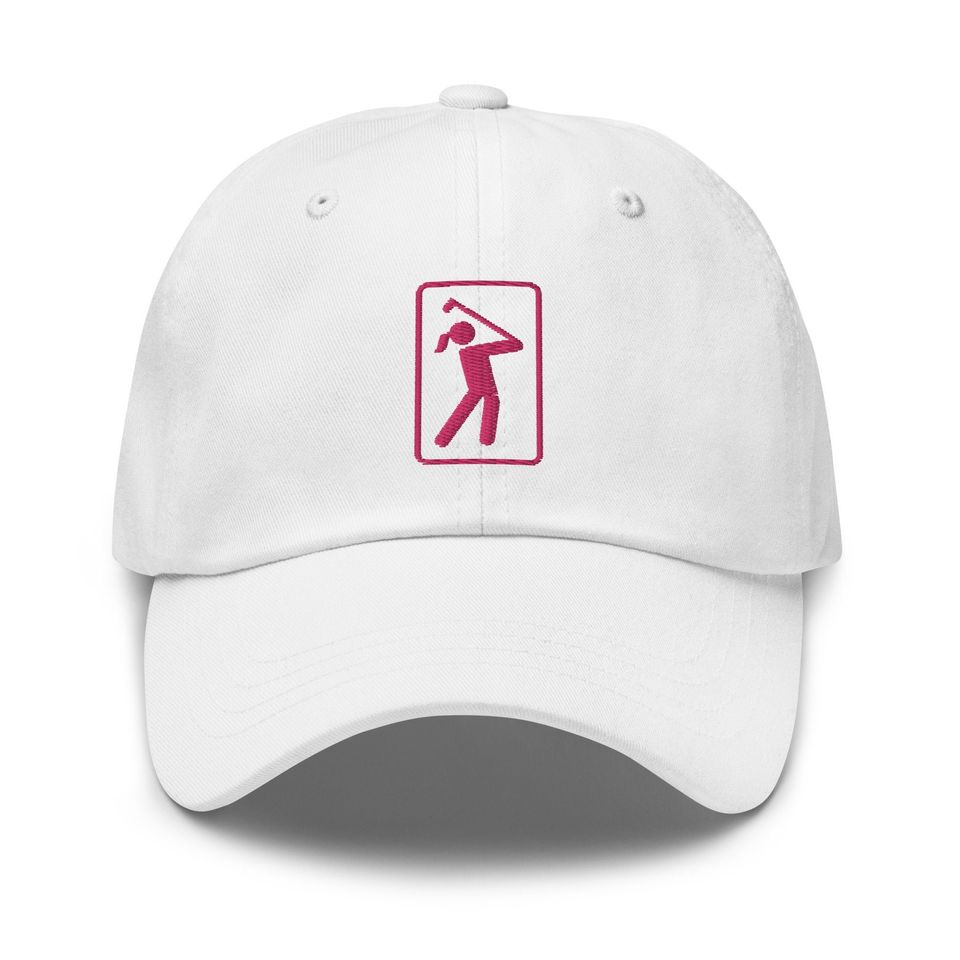 Golf embroidered Cap, Golf Hat Pink Stitch, Women's Golf Cap, Golfing Apparel, Golf Tournament Gift