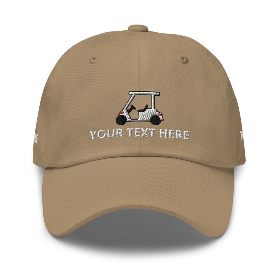 Golf Cart Dad Hat, Your Text/Logo Personalized Embroidered Unisex Hat