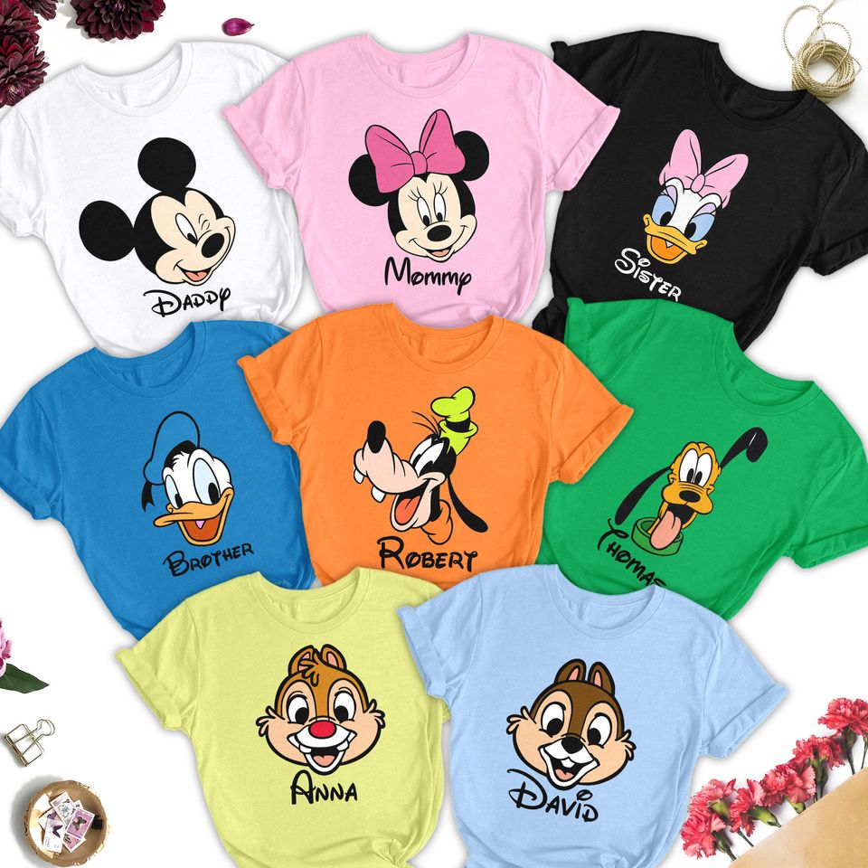 Custom Mouse Family Matching Shirts, Mouse Cartoon Character Group Tee, Magic Kingdom Trip Outfit