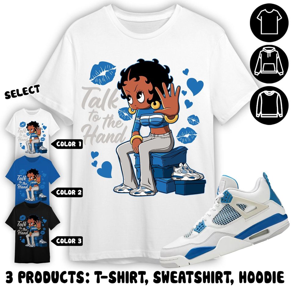 AJ 4 Industrial Blue Unisex Shirt, Talk To The Hand, Shirt To Match Sneaker Color Royal