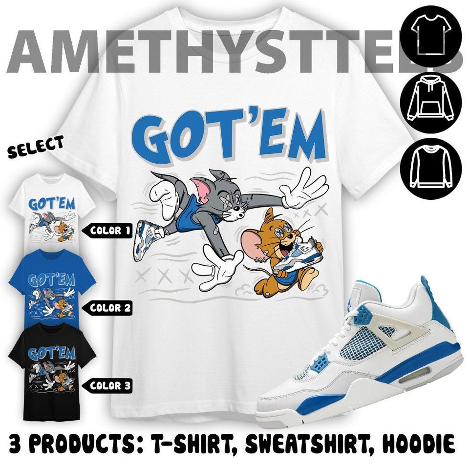 AJ 4 Industrial Blue Unisex Shirt, Got Em Cat Mouse, Shirt To Match Sneaker Color Royal