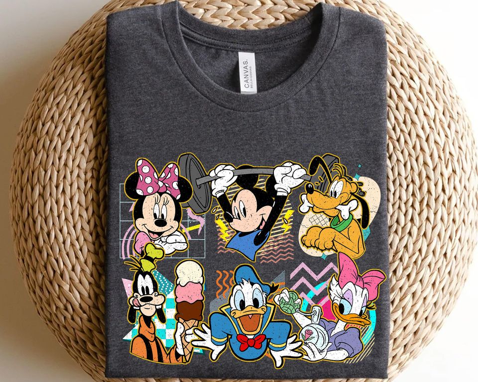 Retro 90s Cute Disney Mickey and Friends Shirt, Family Birthday Gift