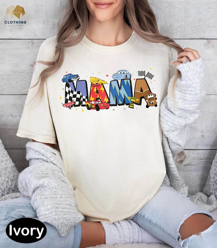 Lightning McQueen Mama Shirt, Disney Cars Mom Tee, Pixar Mother's Day T-shirt