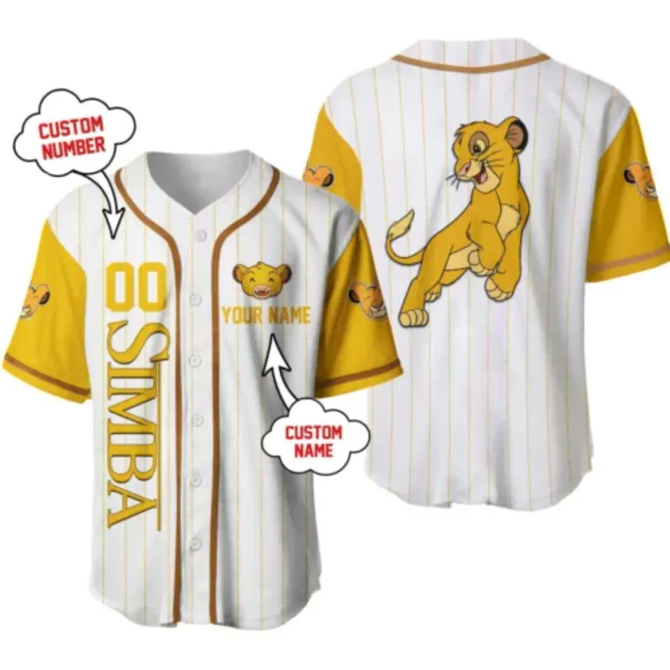Personalized Simba The Lion King Baseball Jersey Button Down Shirt