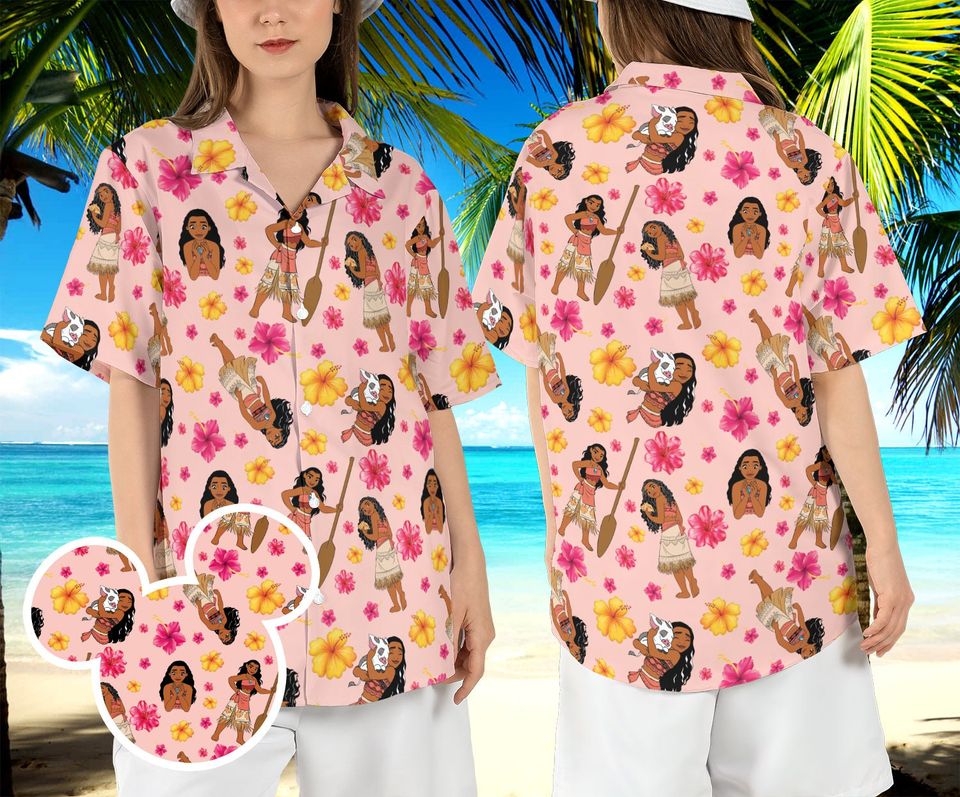 Princess Moana Floral Hawaiian Shirt, Moana Tropical Hawaii Shirt