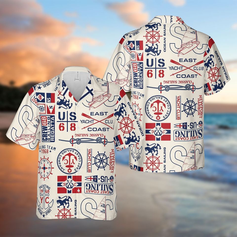 East Coast Nautical Sailing Hawaiian Shirt, Nautical Sailing Funny Hawaiian Shirt