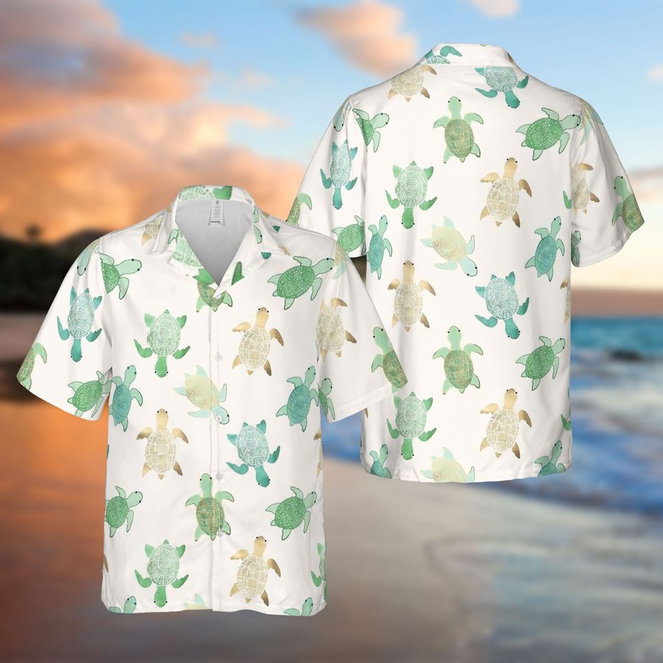 Turtles Summer Family Hawaiian Shirt, Summer Party Gift, Turtles Vintage Hawaiian Shirt