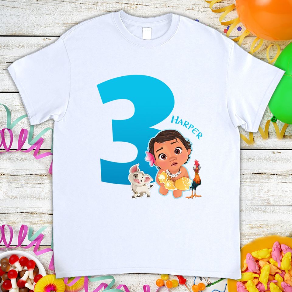 Disney Baby Moana Personalized Birthday Gift Tshirt, Island Girl Custom Name Family Birthday T-shirt