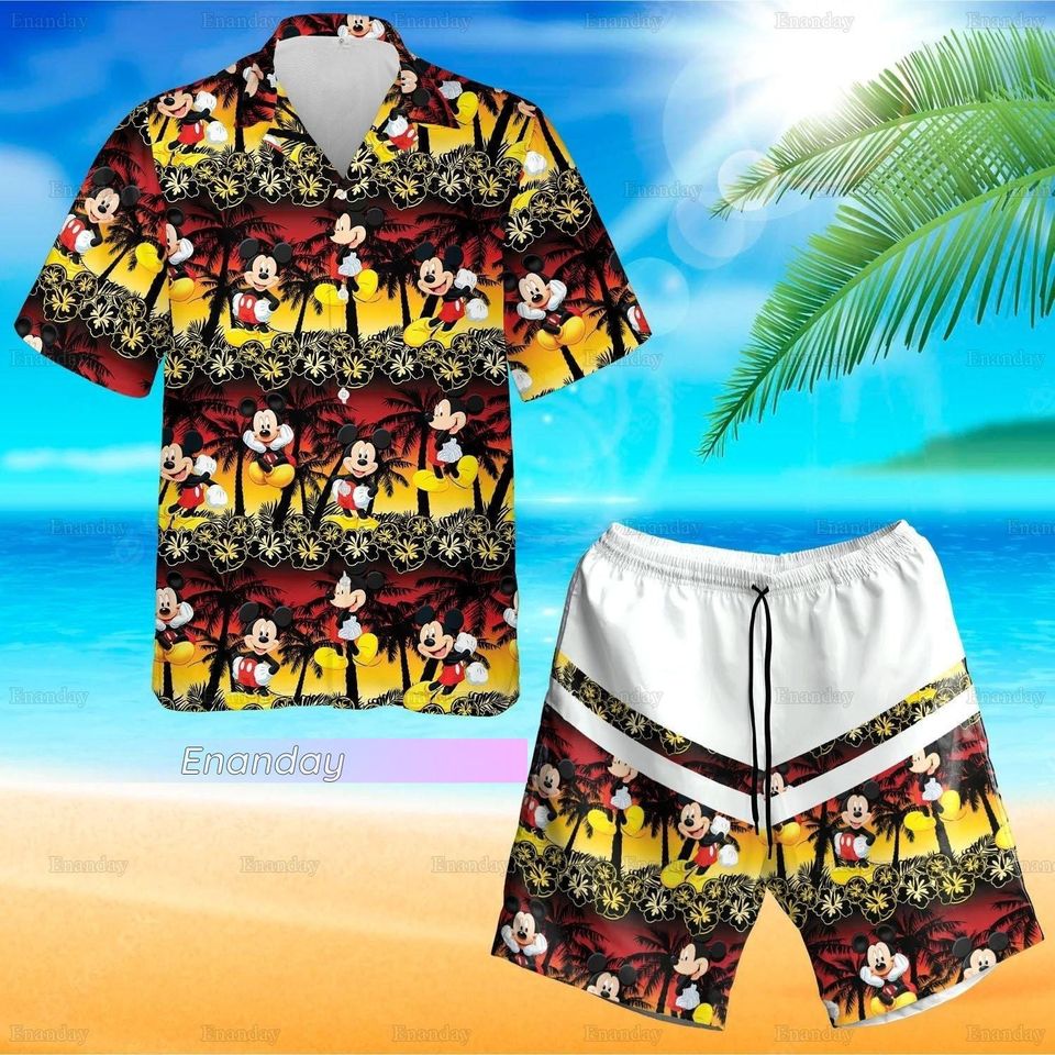 Mickey Hawaiian Shirt, Mickey Mouse Shorts, Mickey Summer Shirt, Mickey Beach Shirt