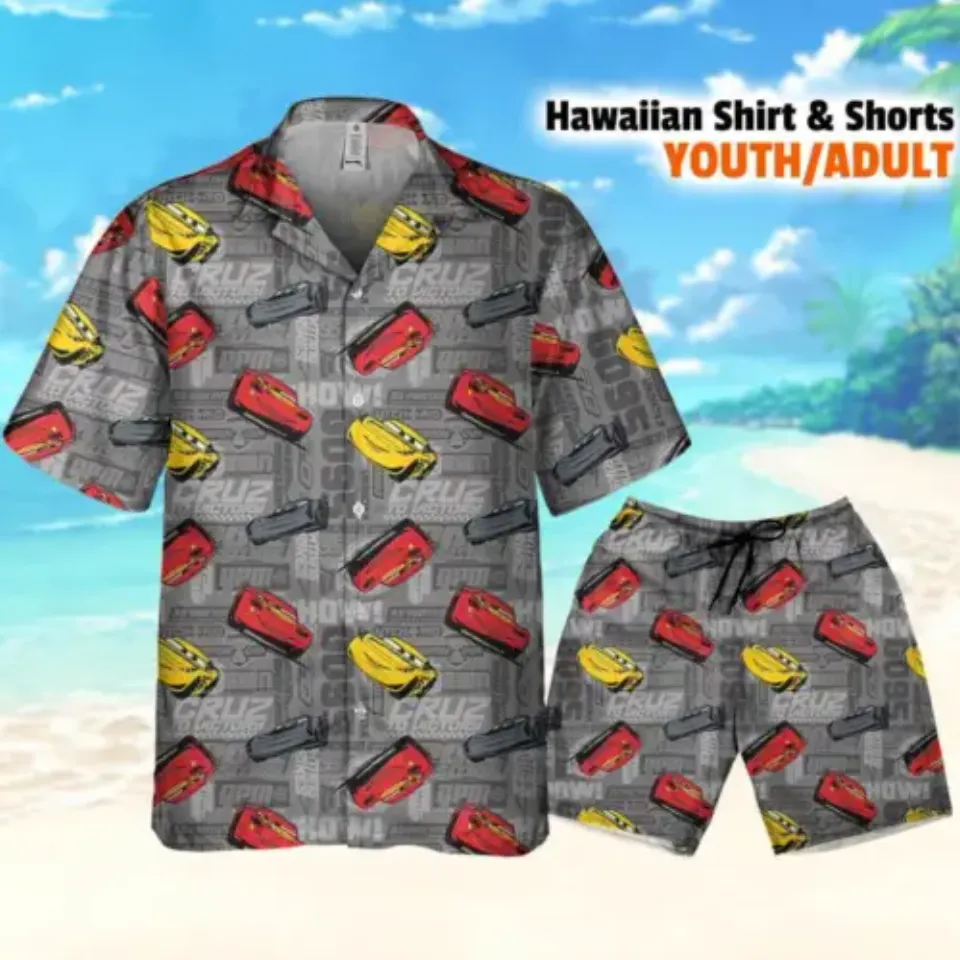 Disney Pixar Cars Multicolor Car Toss Fabric Texture, Hawaii Shirt Aloha Short