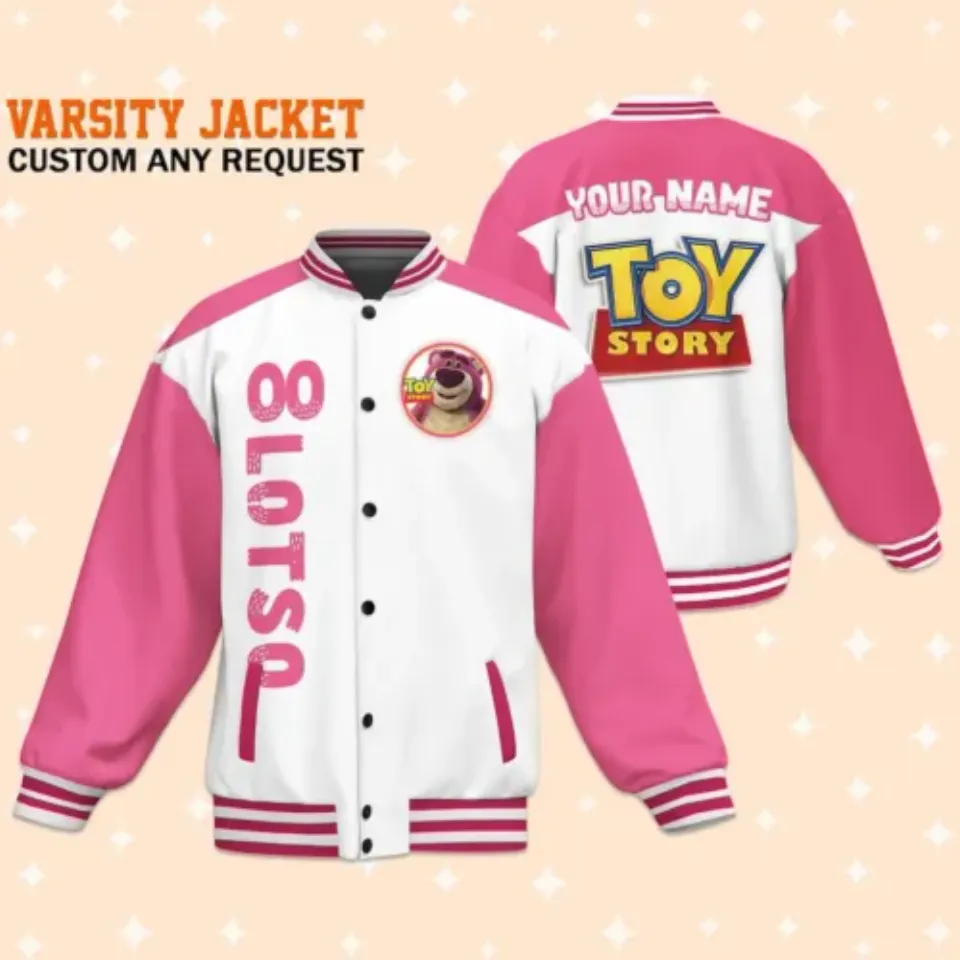 Custom Toy Story Lotso Pink Baseball Jacket, Adult Varsity Jacket, Personalized