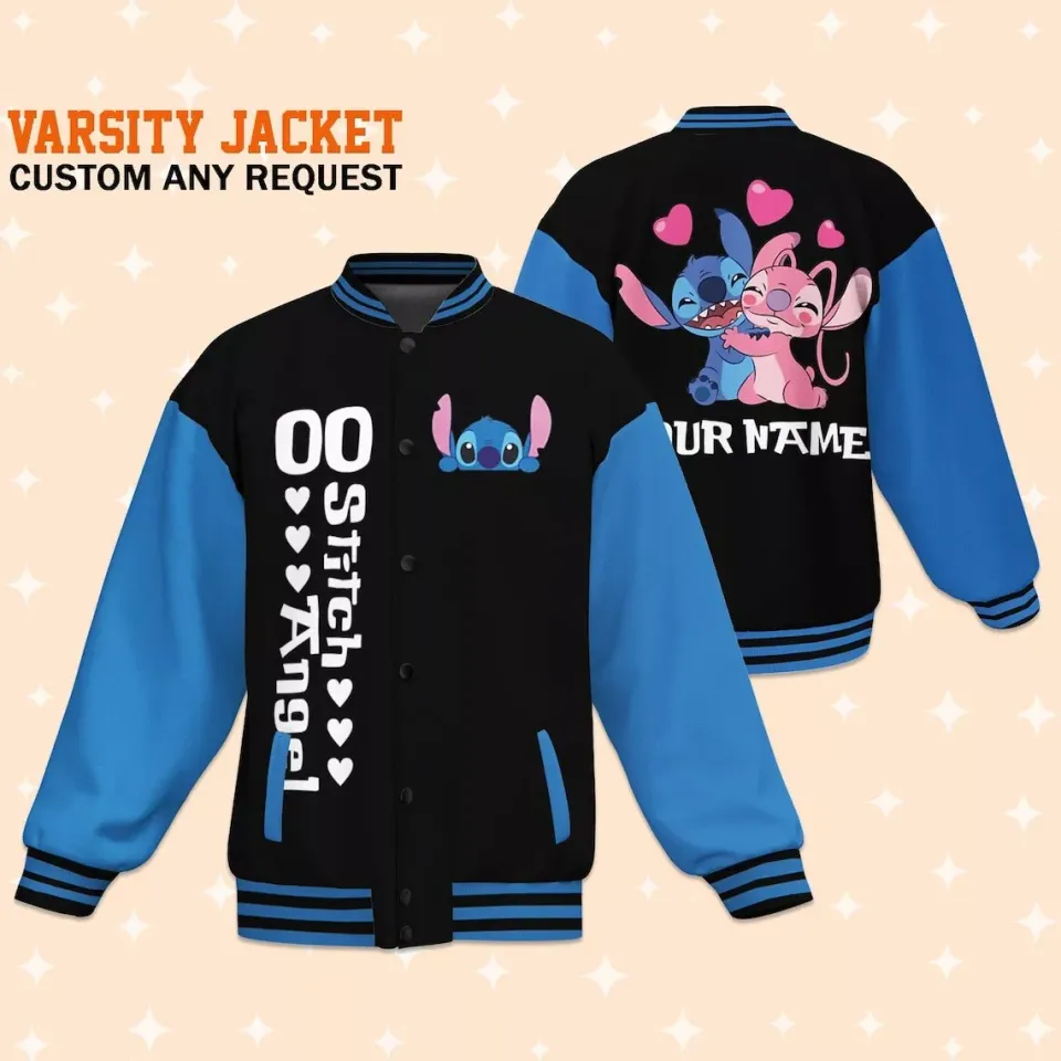 Custom Stitch and Angel Couple Stitch Baseball Jacket, Adult Varsity Jacket,Perso
