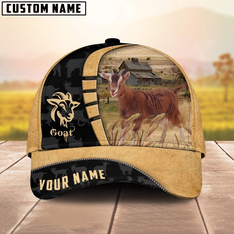 Custom Name Goat Cattle Farmhouse Field Cap