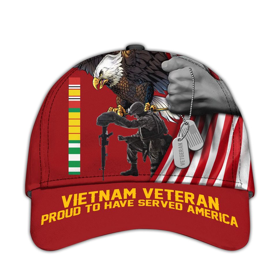 Vietnam Veteran Hats For Men Eagle Crest Military Hats Patriotic Caps For Men Proudly Serve Military Hat