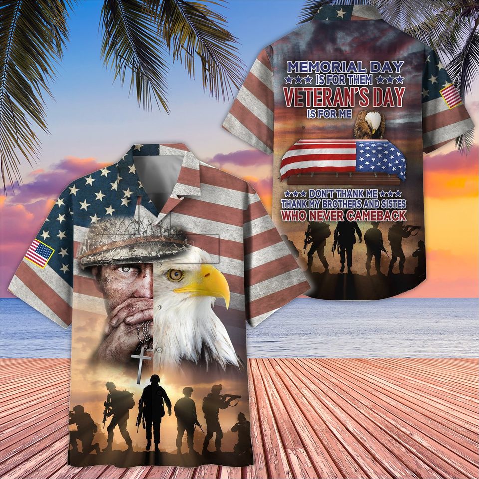 Veteran Memorial Day Hawaiian Shirt, Soldier Tropical Shirt, Aloha Hawaiian Shirt, Memorial Day Gift Ideas, Gift for Father