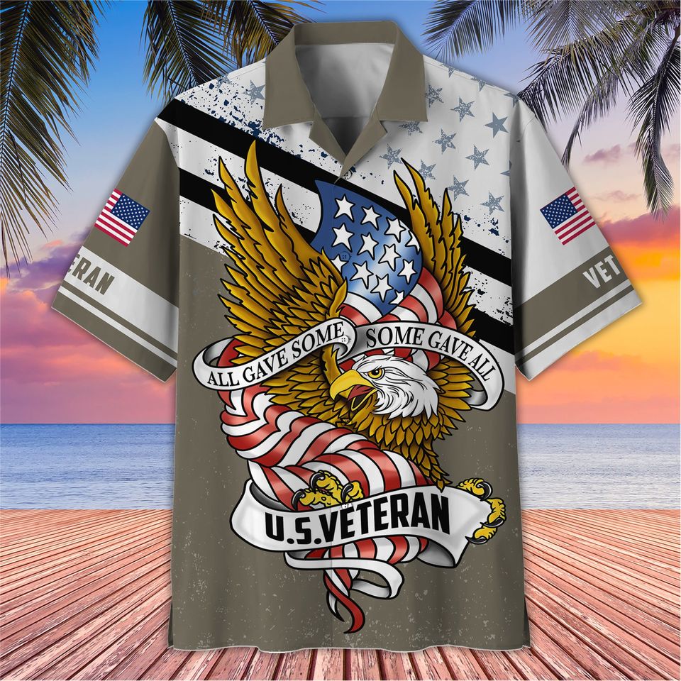 Tropical Veteran Beach Hawaii Shirt, All Gave Some Aloha Shirt, Veteran Hawaiian Shirt, Beach Shirt, Veterans Day Gift Idea, Dad Gift