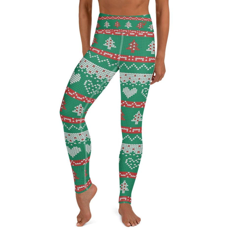 Christmas Sweater Design Yoga Leggings
