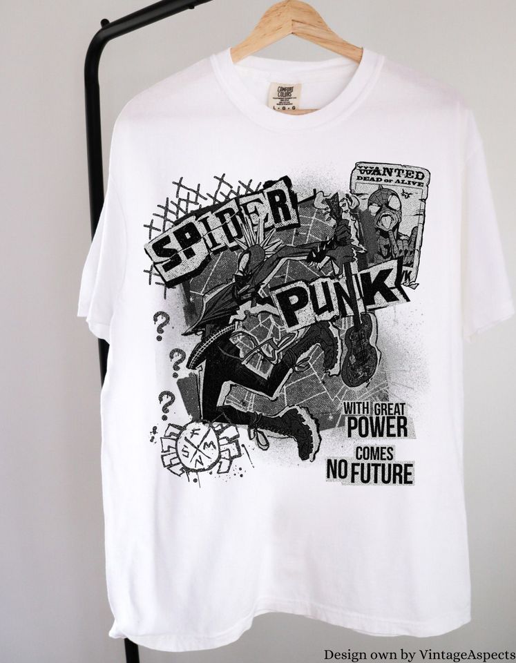 Vintage Spider Punk Comic Book Shirt, BACK, spider punk spiderverse shirt