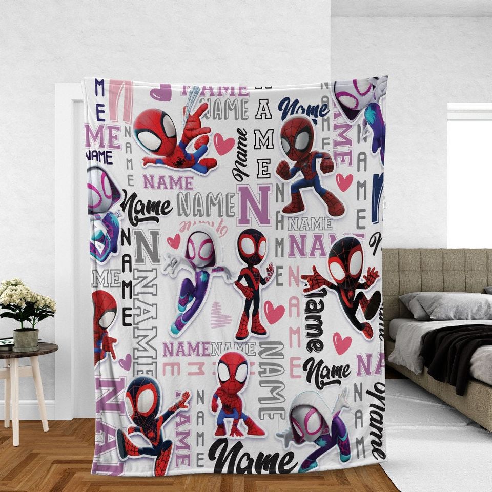 Personalized Name Blanket, Spidey and His Amazing Friends Blanket, Super Hero Blanket
