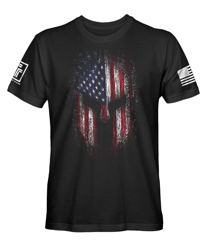 USA Flag American Spartan Military Veteran Patriotic Army Marine Navy PT Men's T-Shirt