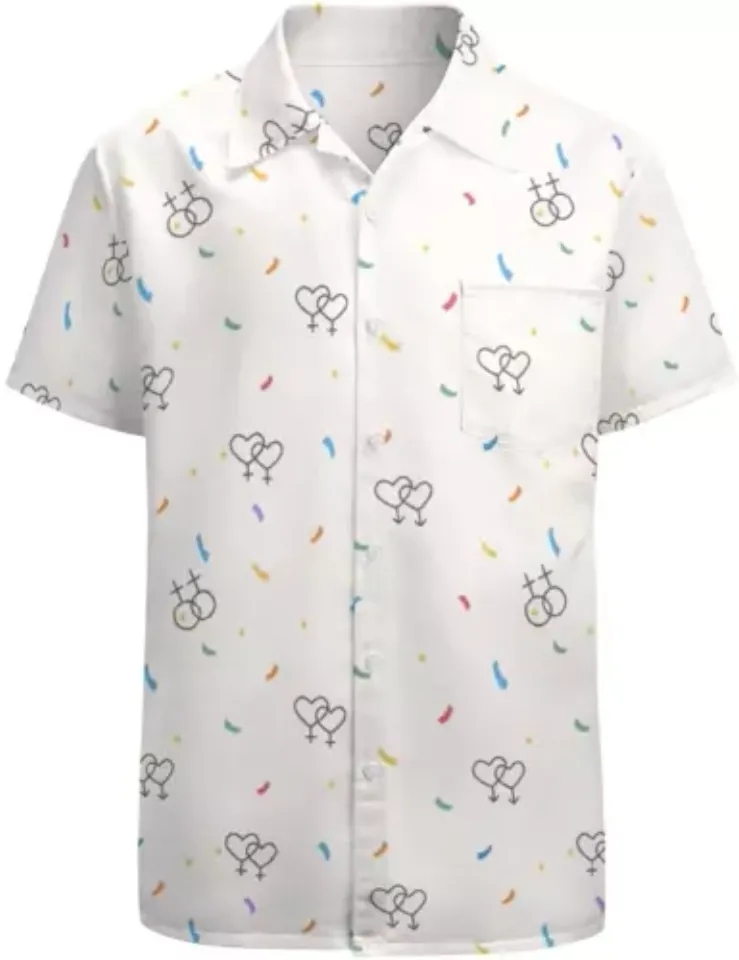 Hawaii Shirt Pride Month Rainbow Lgbt Print Summer Hawaiian Shirts Beach Shirts