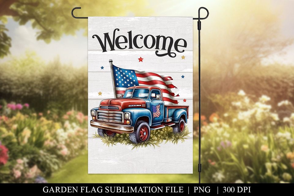 American Truck Family Name Welcome Yard Flag