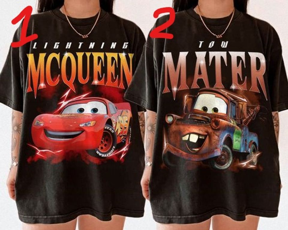 Couple Friends Lighting Mater Shirt Funny Tee, Cars Tees, Vintage Graphic T-shirt Family 2024 Trip Gifts
