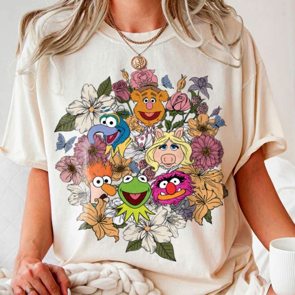 The Muppets Team Spring Floral Flower Garden Shirt Funny Tee, 2024 Family Trip Boys Tees, Vintage Graphic T-shirt