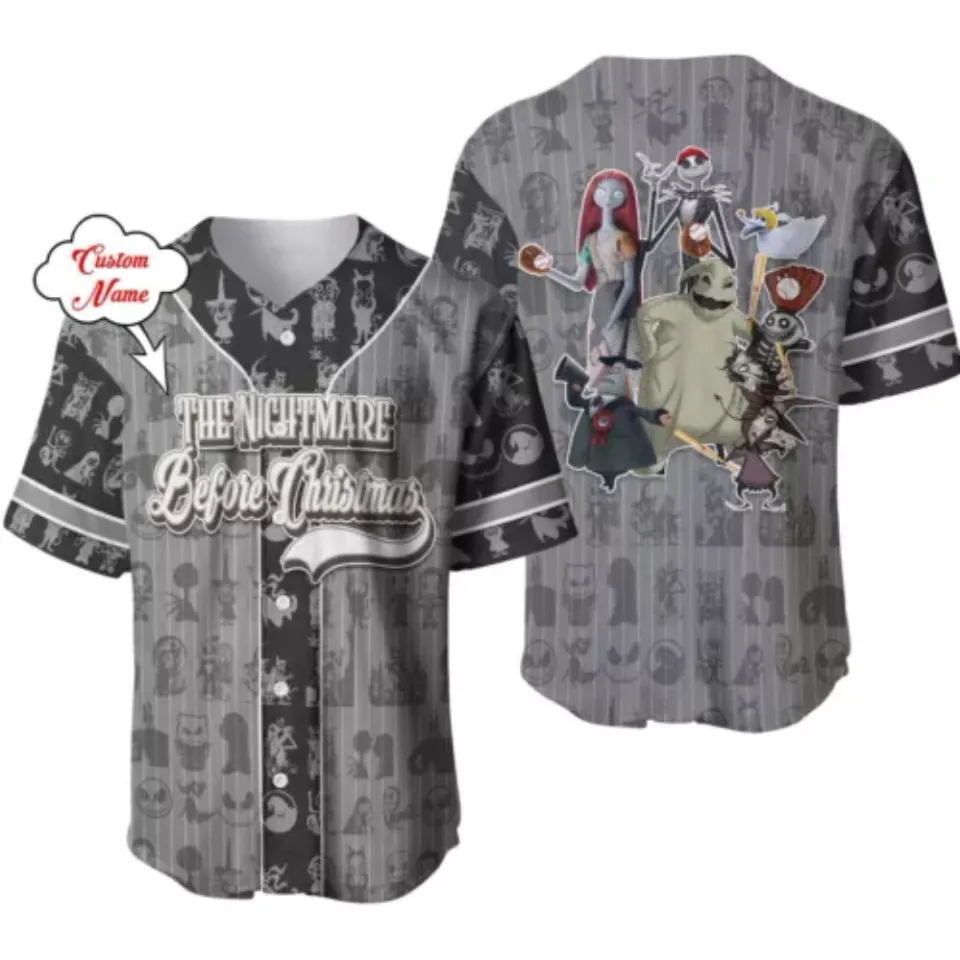 Personalized Jack Skellington The Nightmare Button Down Baseball Jersey Shirt
