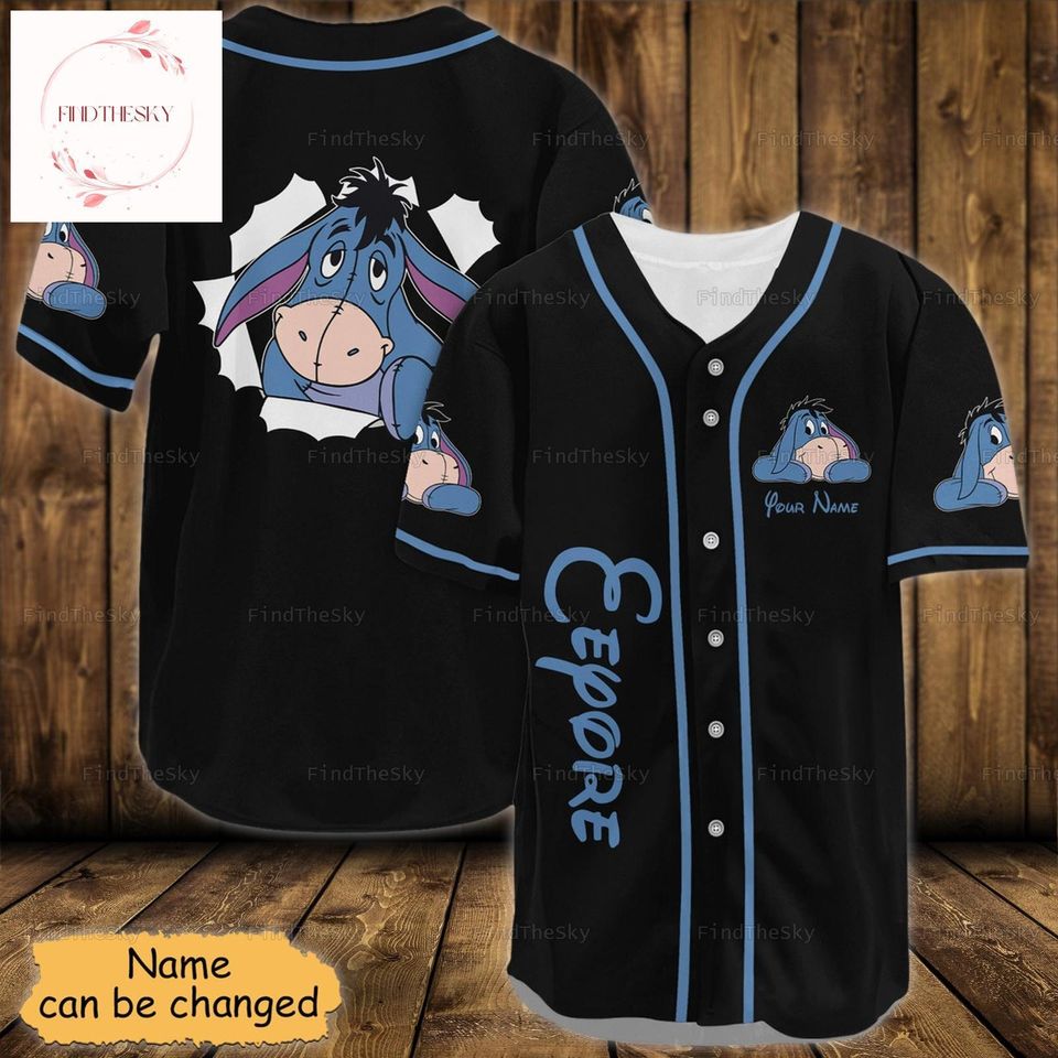 Custom Eeyore Baseball Jersey, Eeyore Jersey Shirt, Eeyore Baseball Shirt, Cute Eeyore Shirt, Winnie The Pooh Shirt
