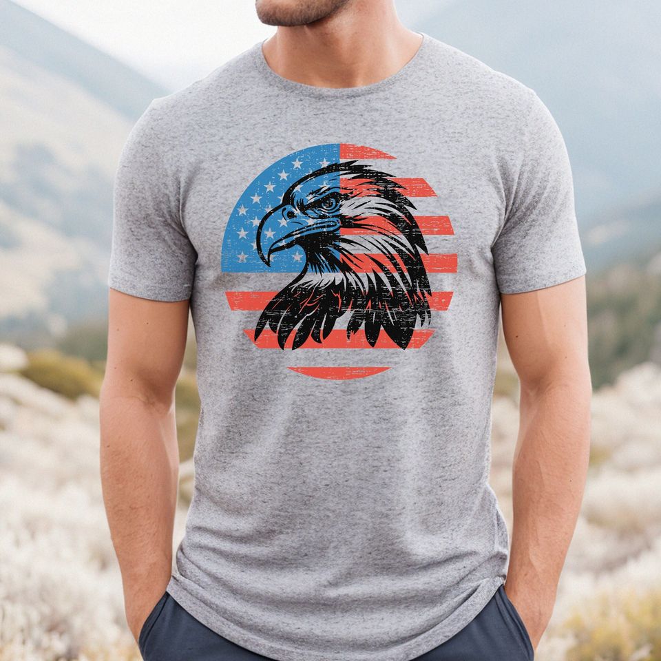 USA Shirt, Patriotic Eagle Shirt, Mens America shirt, Mens 4th of July T Shirt