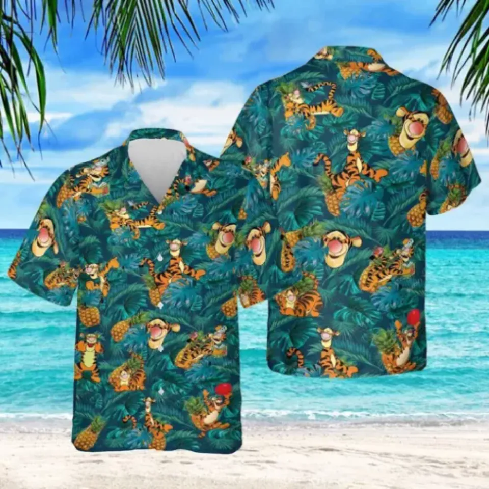 Tigger Hawaiian Shirt, Button Up Shirt, Pineapple Hawaii Shirt, Tigger Shirt