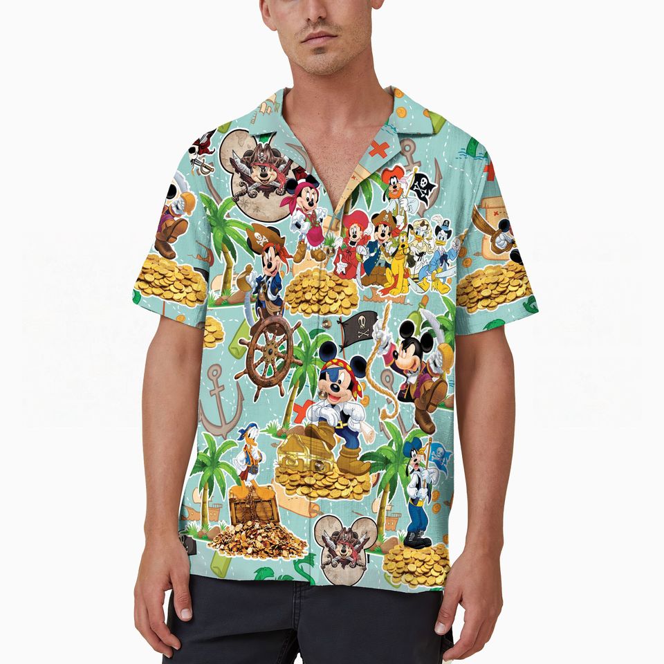 Disney Pirate Cruise Hawaiian Shirt, Mickey and Minnie Cruise Button Up Shirt, Disney Family Vacation Trip