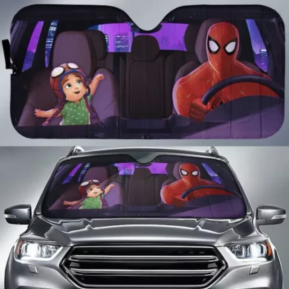 Spiderman Driving Car Spiderman And Little Girl Car Sun Shade