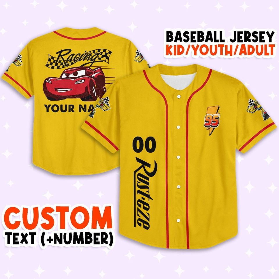 Personalize Lightning Mcqueen Racing Red Jersey, Custom Kid Youth Adult Disney Jersey