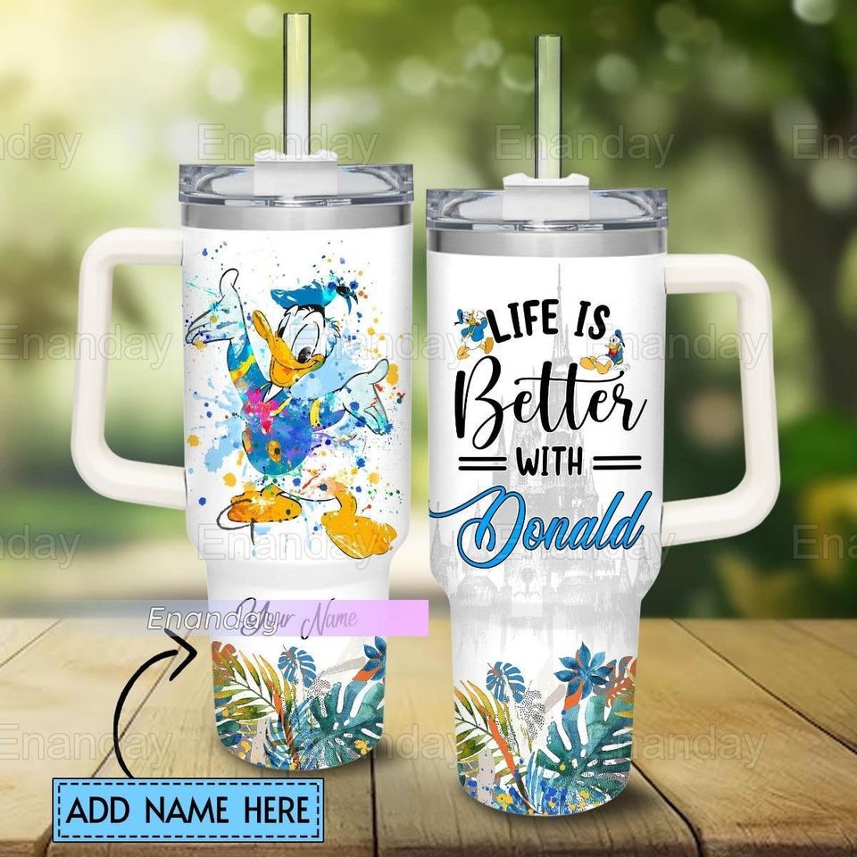 Personalized Donald Duck Tumbler 40oz, Life Is Better With Donald Tumbler, Disney Duck Tumbler
