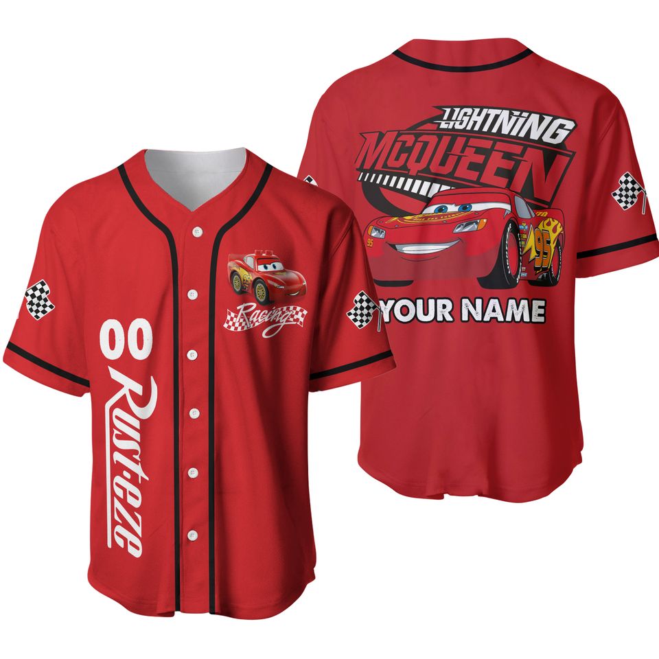 Personalized Lightning Mcqueen Disney Baseball Jersey