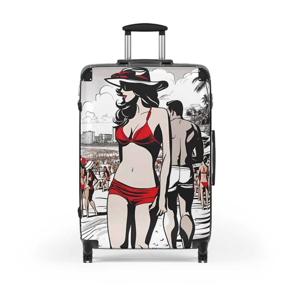 Black & White with Red Accent Suitcase