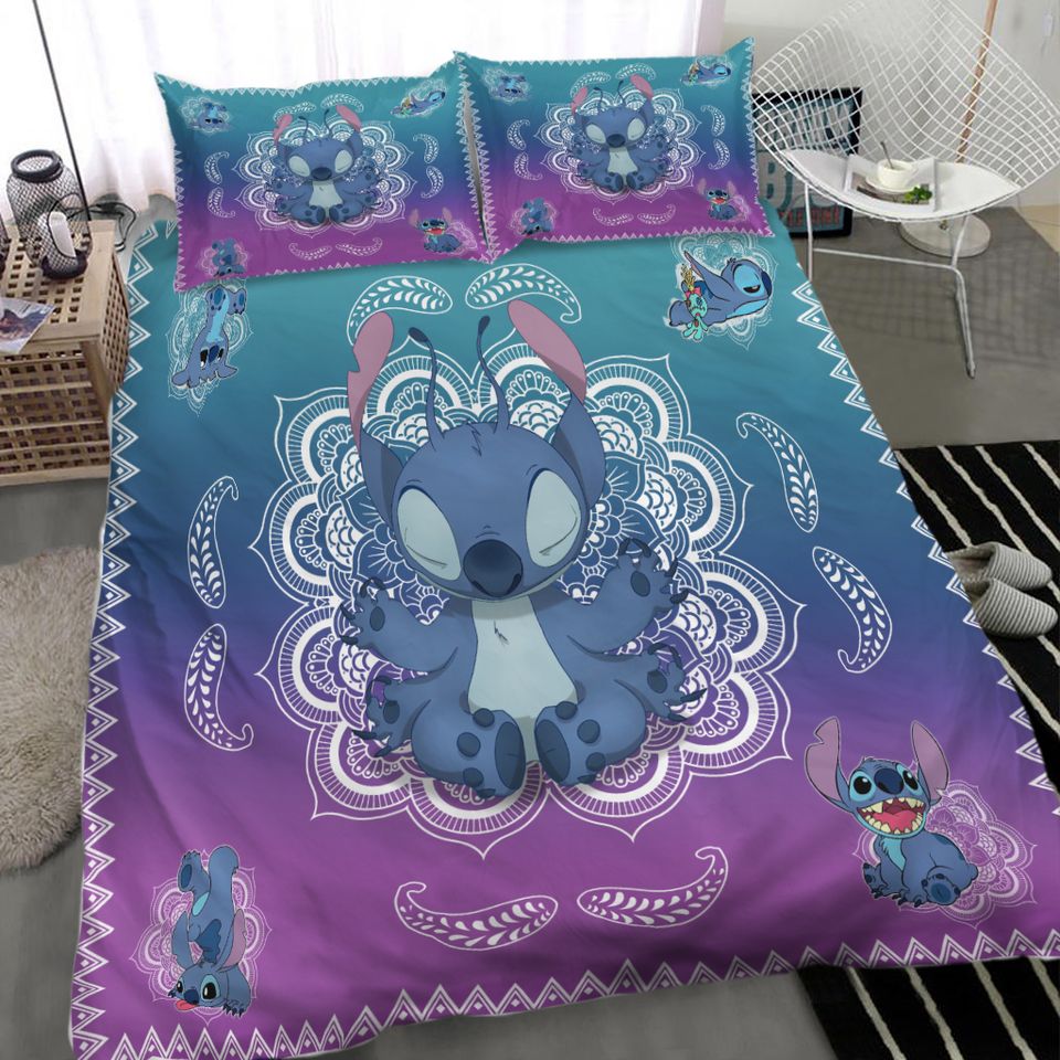 Yoga Stitch Mandala Pattern Lilo And Stitch Disney Bedding Set