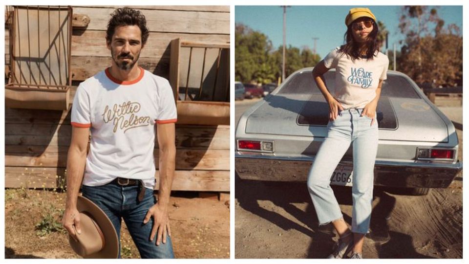 Wearing a ringer tee shirt with jeans