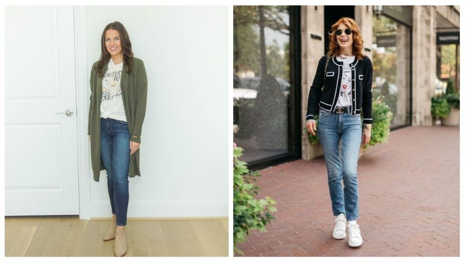 Blazers over a graphic tee for the office