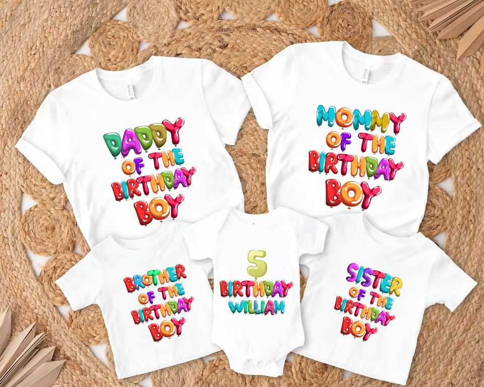 Balloon Birthday Shirt, Family Matching Shirt, Ballon Birthday Theme Party, Birthday Family Shirt, Toddler Kids Youth Balloon Shirt